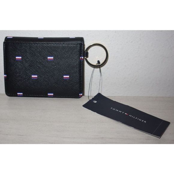 Tommy Hilfiger 69J5890 Black Signature Logo ID/Credit Card Holder w/Keyring $68+ - Picture 2 of 4